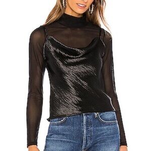 EUC LNA Elegant Black Sheer Top